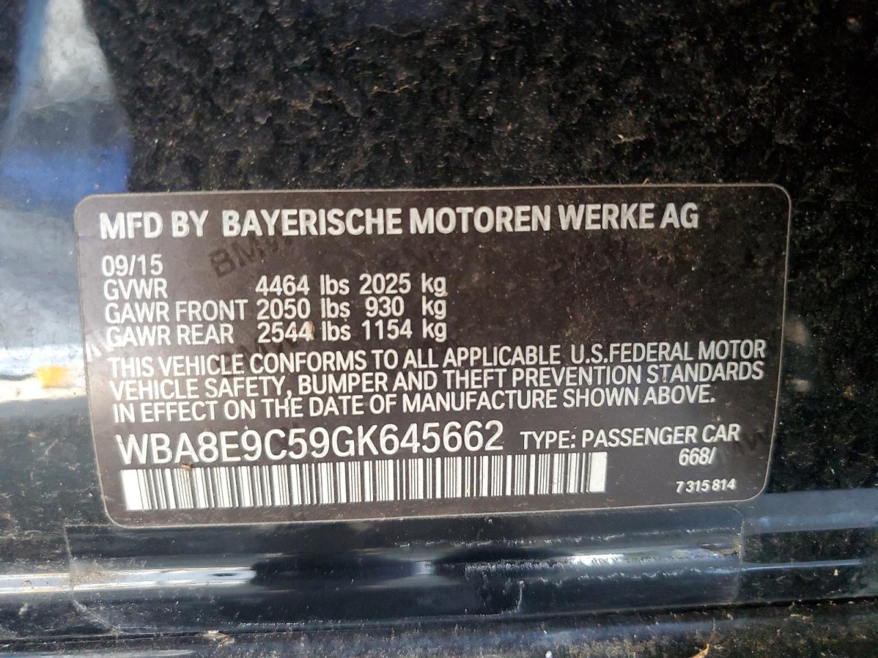 2016 BMW 328 I Sulev VIN: WBA8E9C59GK645662 Lot: 80854465