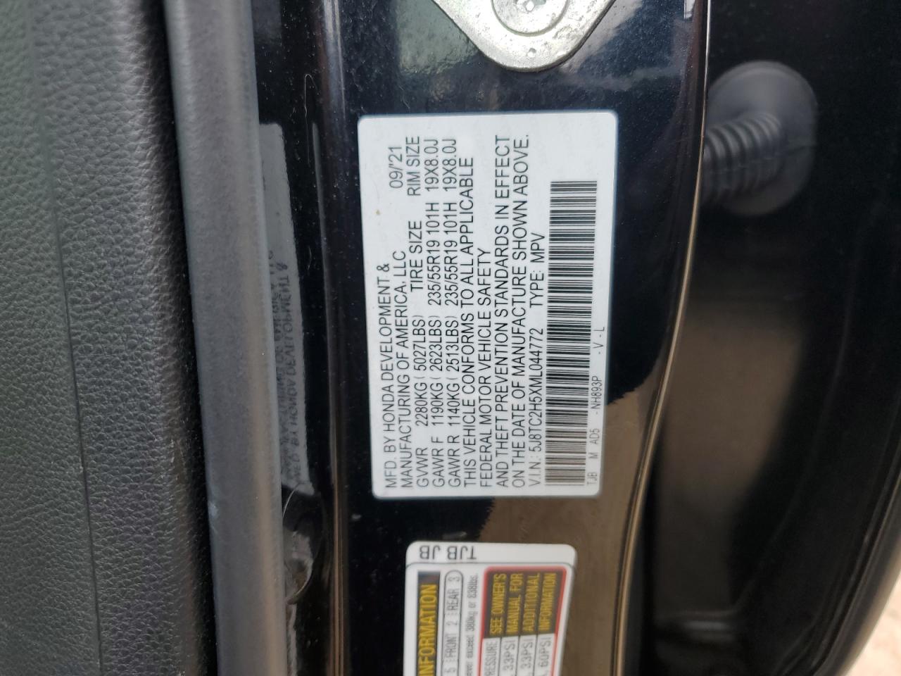 2021 Acura Rdx Technology VIN: 5J8TC2H5XML044772 Lot: 83886675