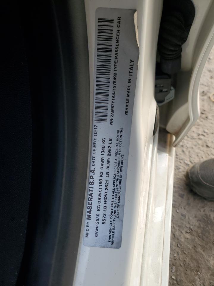 2018 Maserati Ghibli S VIN: ZAM57YTA4J1278492 Lot: 72052075