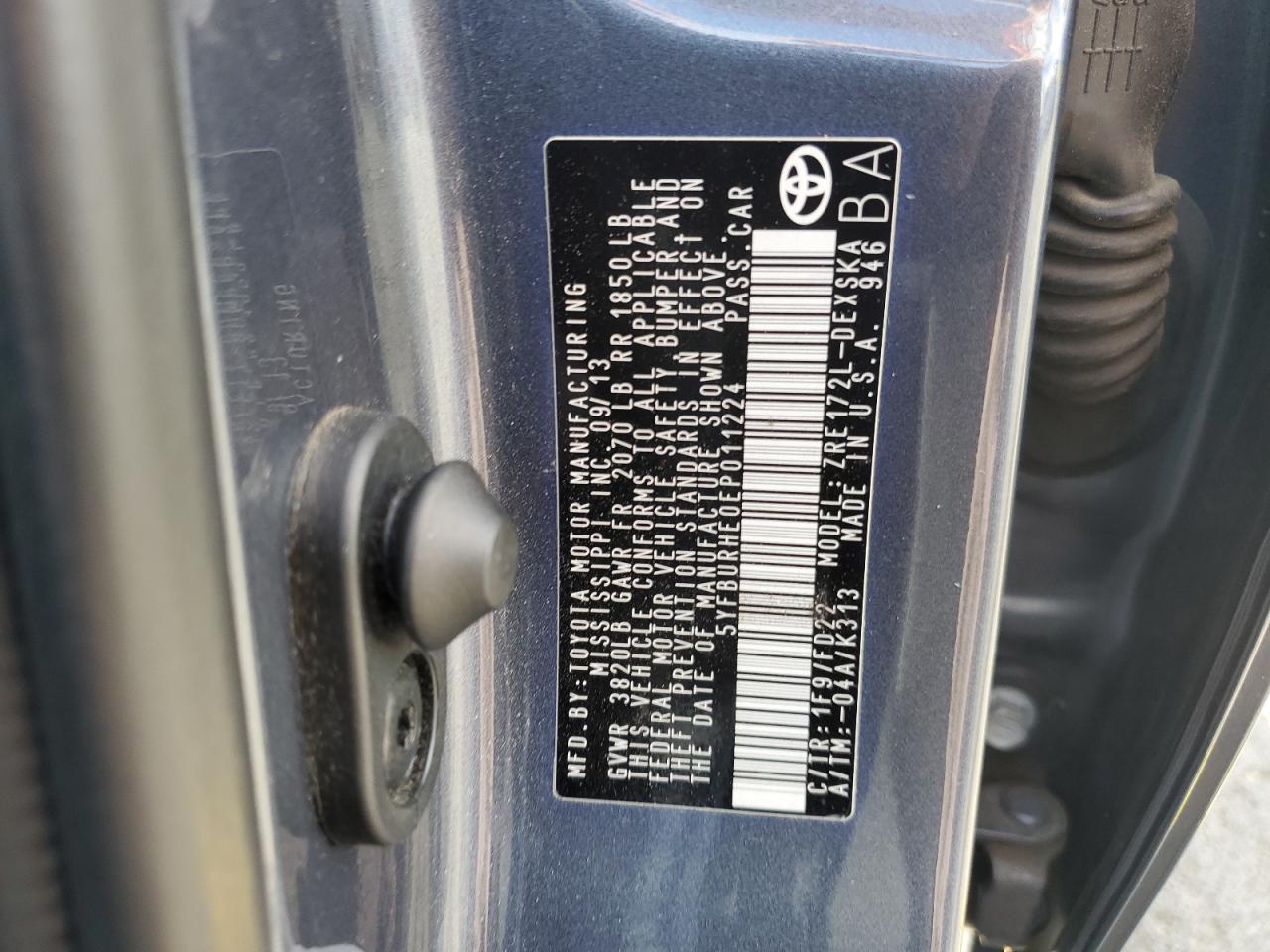 2014 Toyota Corolla L VIN: 5YFBURHE0EP011224 Lot: 81871595