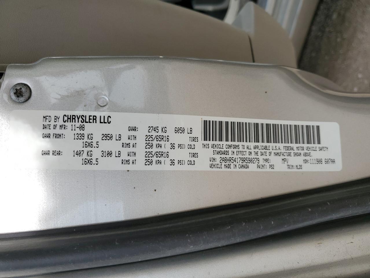 2009 Chrysler Town & Country Touring VIN: 2A8HR54179R590279 Lot: 71241065