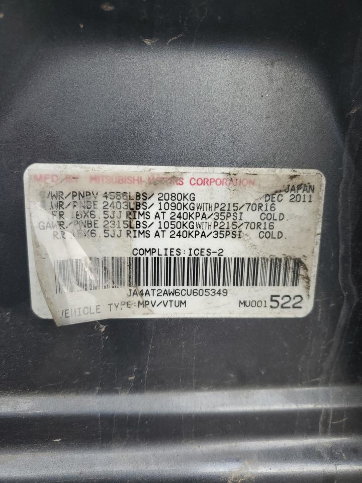 2012 Mitsubishi Outlander Es VIN: JA4AT2AW6CU605349 Lot: 82060145