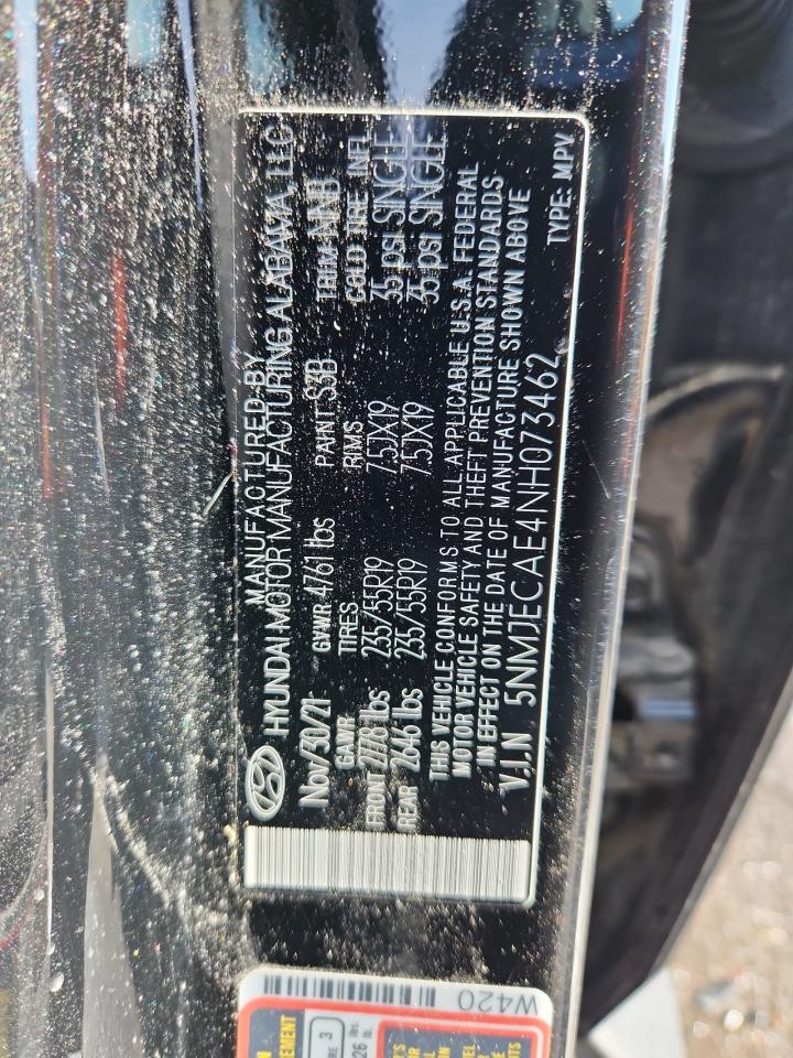 2022 Hyundai Tucson Limited VIN: 5NMJECAE4NH073462 Lot: 72083175