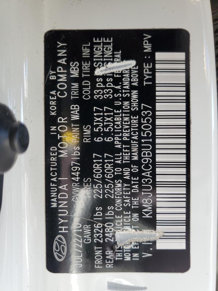 2011 Hyundai Tucson Gls VIN: KM8JU3AC9BU150537 Lot: 83864085