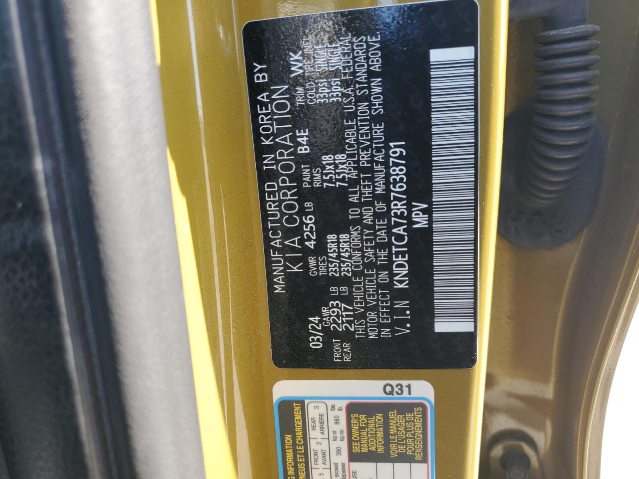 2024 Kia Seltos Sx VIN: KNDETCA73R7638791 Lot: 81717755