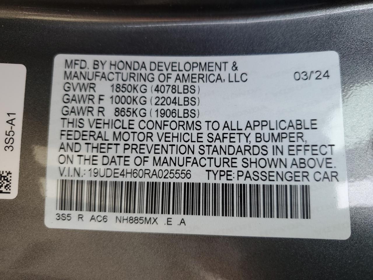 2024 Acura Integra A-Spec Tech VIN: 19UDE4H60RA025556 Lot: 81875945