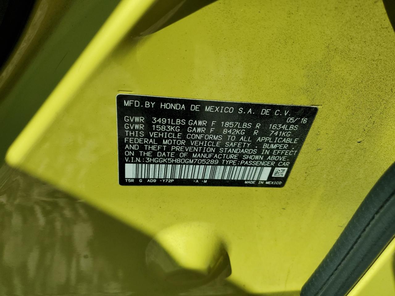 2016 Honda Fit Ex VIN: 3HGGK5H80GM705289 Lot: 71318515