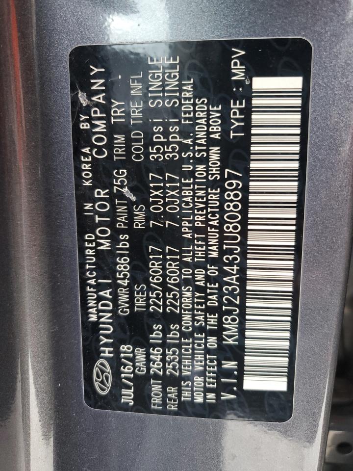 2018 Hyundai Tucson Se VIN: KM8J23A43JU808897 Lot: 80994965