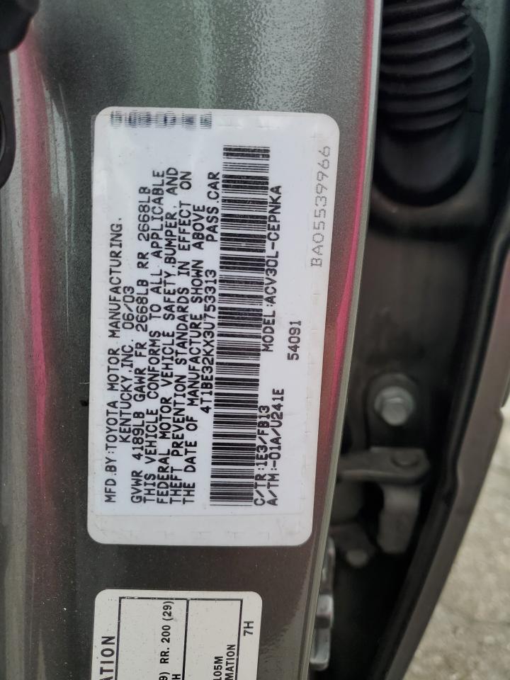 2003 Toyota Camry Le VIN: 4T1BE32KX3U753313 Lot: 83842205