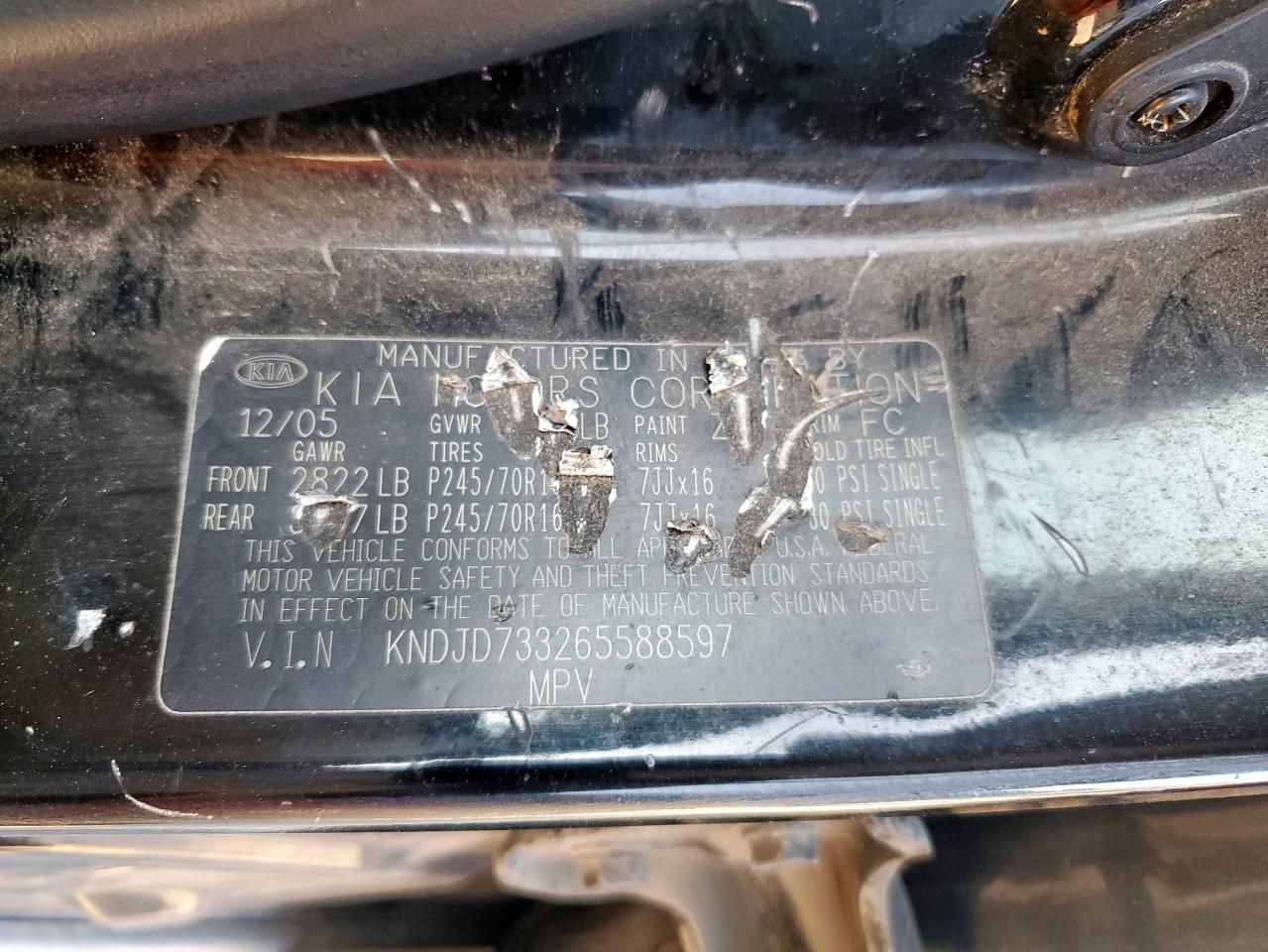 2006 Kia Sorento Ex VIN: KNDJD733265588597 Lot: 71426465