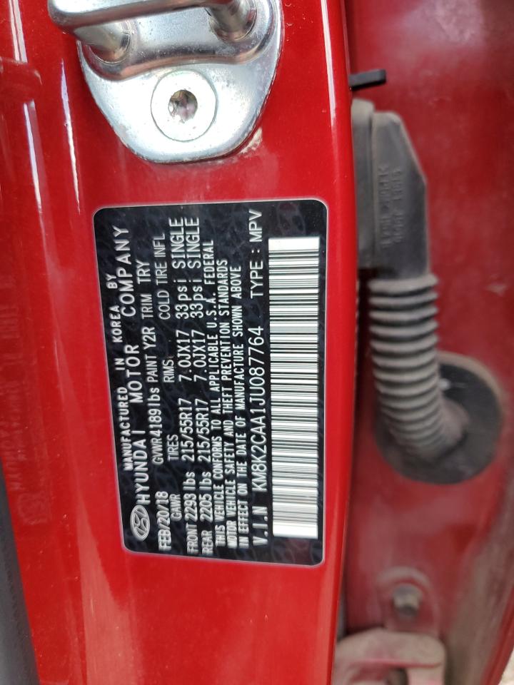 2018 Hyundai Kona Sel VIN: KM8K2CAA1JU087764 Lot: 71173205