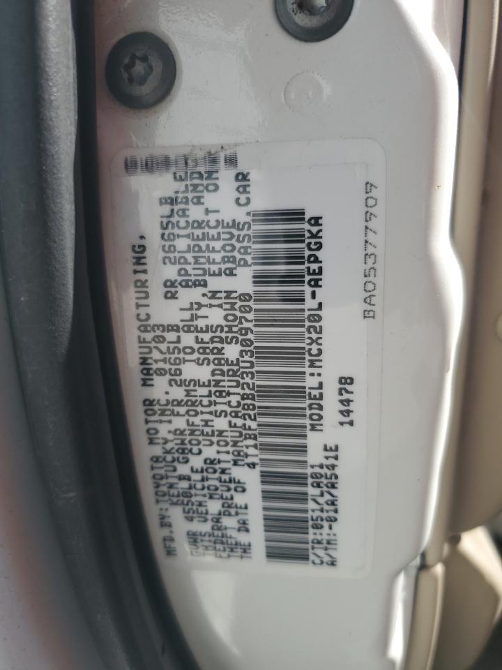 2003 Toyota Avalon Xl VIN: 4T1BF28B23U309700 Lot: 81316955