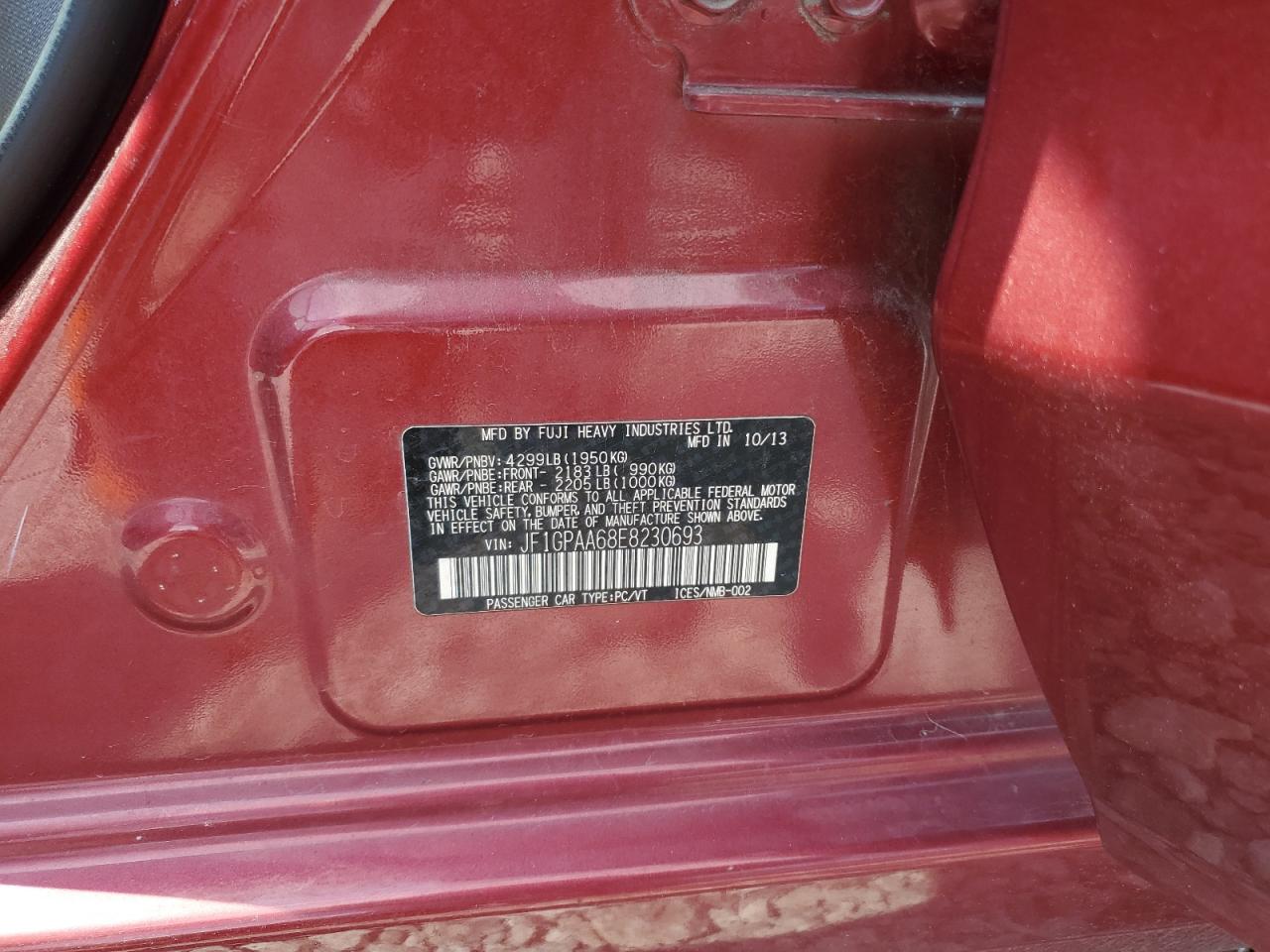 2014 Subaru Impreza VIN: JF1GPAA68E8230693 Lot: 80492685