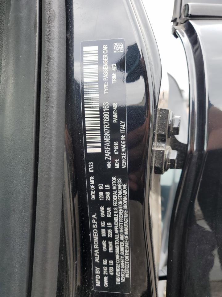 2024 Alfa Romeo Giulia Ti VIN: ZARFANBN7R7680163 Lot: 71085295