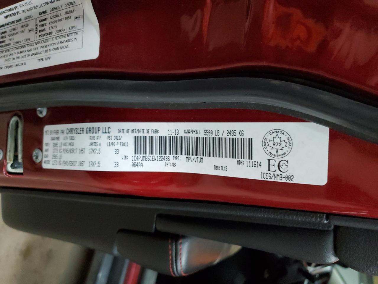 2014 Jeep Cherokee Trailhawk VIN: 1C4PJMBS1EW122436 Lot: 71660145