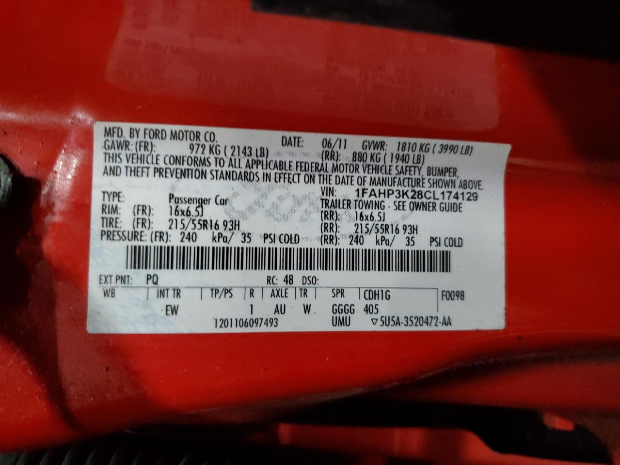 2012 Ford Focus Se VIN: 1FAHP3K28CL174129 Lot: 81589085