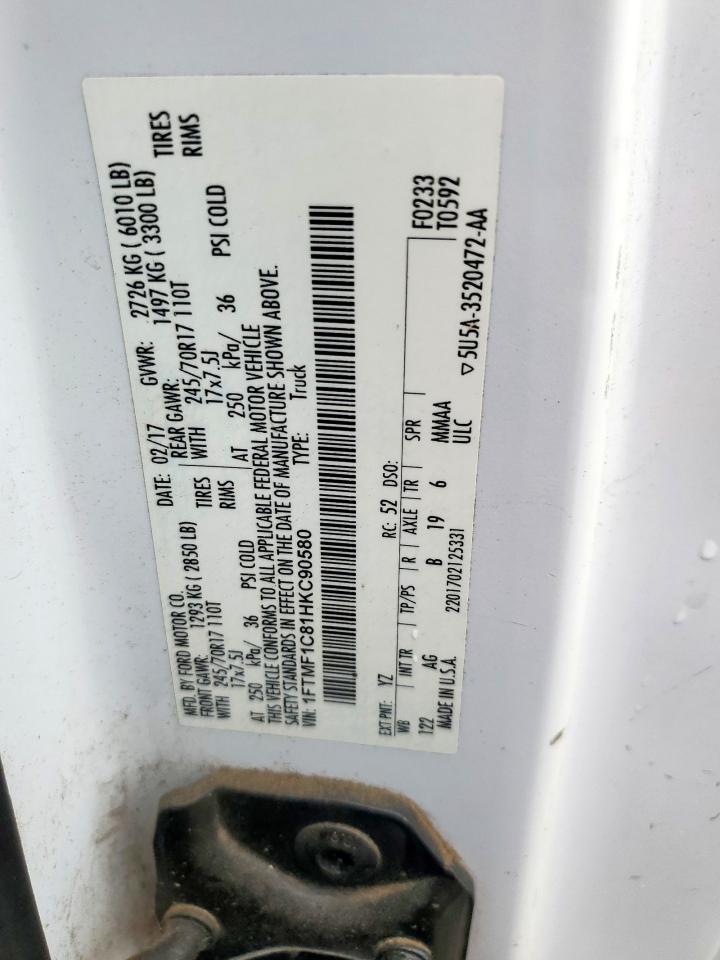 2017 Ford F150 VIN: 1FTMF1C81HKC90580 Lot: 81787995