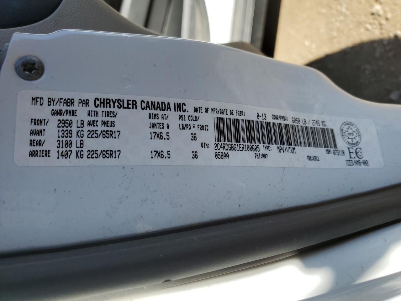 2014 Dodge Grand Caravan Se VIN: 2C4RDGBG1ER100605 Lot: 82104405