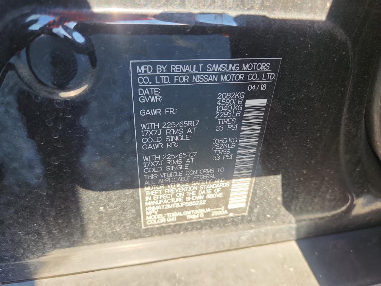 2018 Nissan Rogue S VIN: KNMAT2MT8JP585222 Lot: 72003825