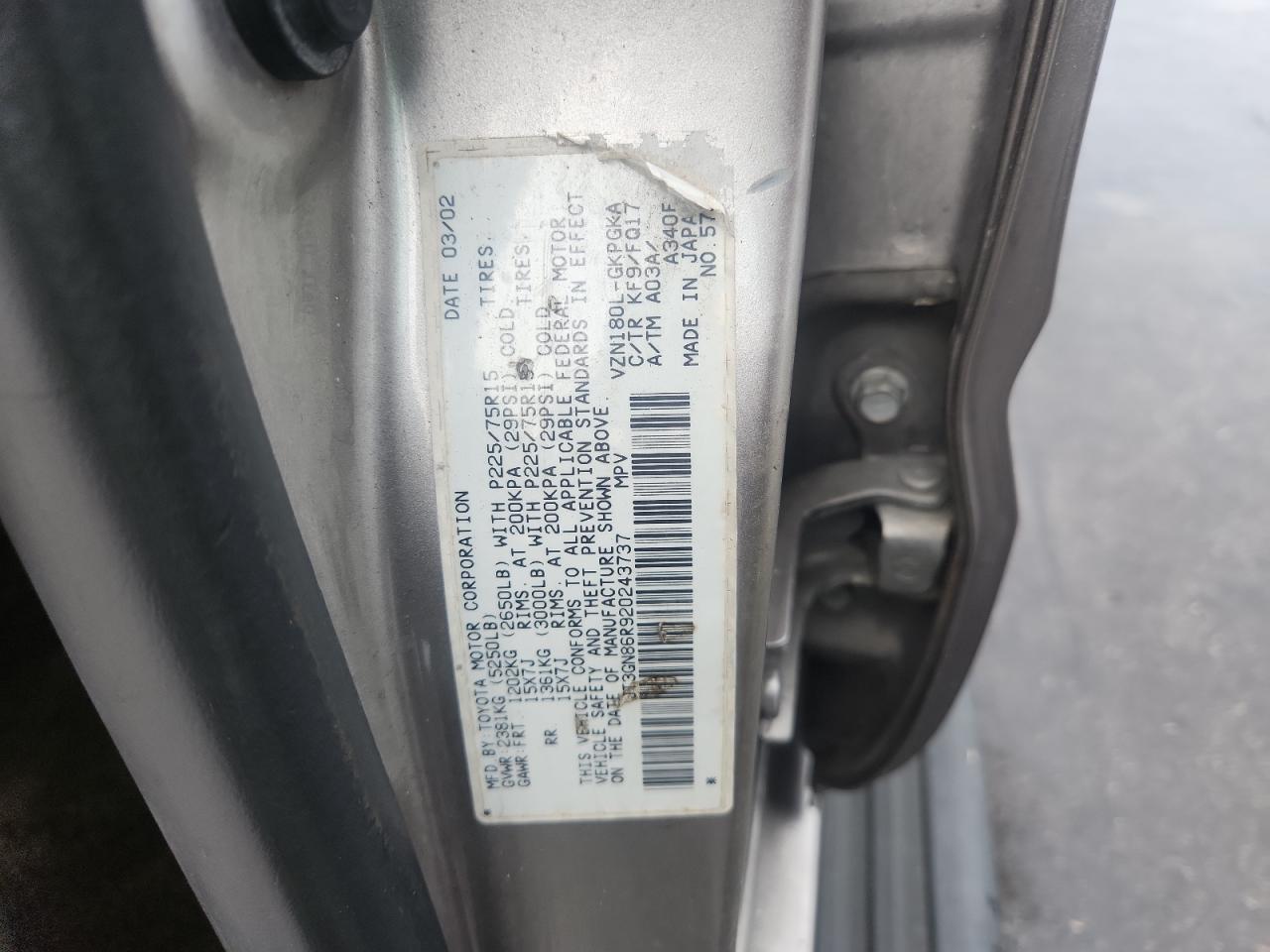 2002 Toyota 4Runner Sr5 VIN: JT3GN86R920243737 Lot: 81543835