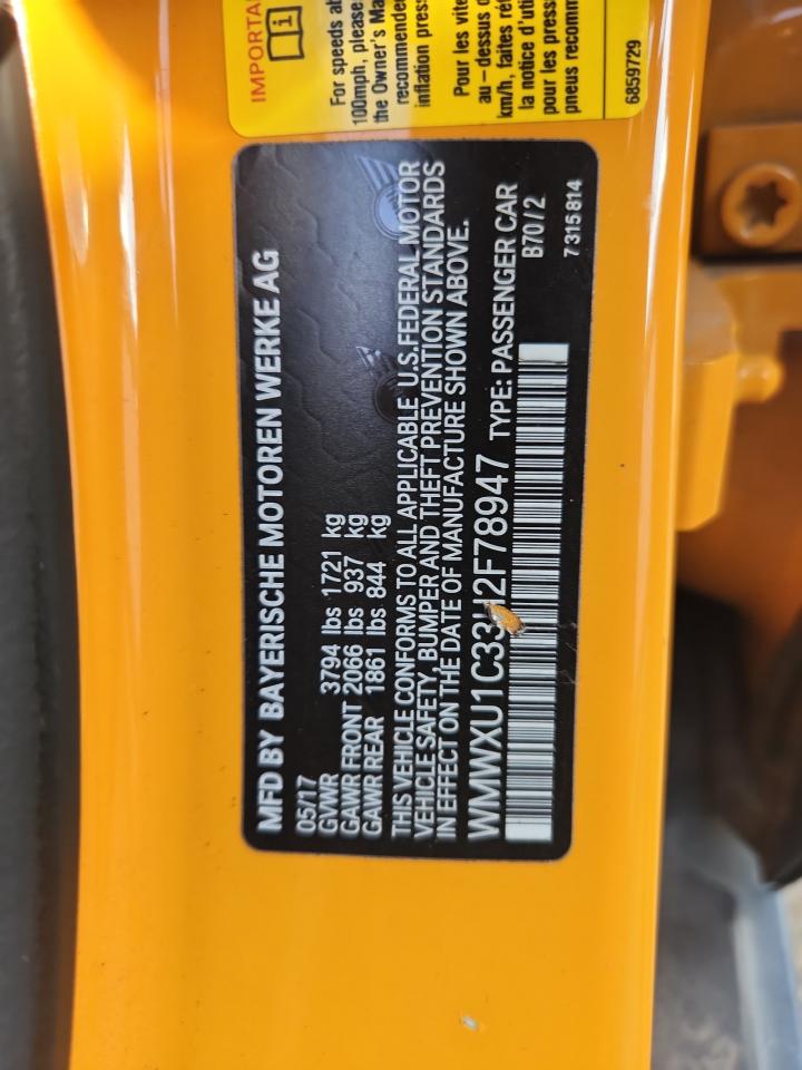 2017 Mini Cooper VIN: WMWXU1C33H2F78947 Lot: 82020245
