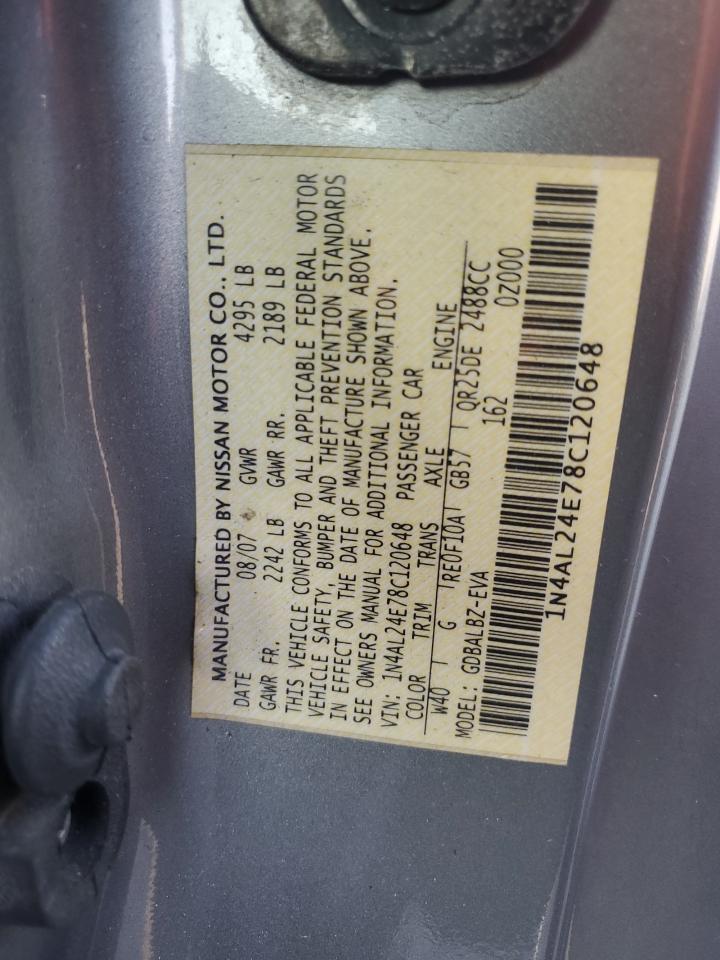 2008 Nissan Altima 2.5S VIN: 1N4AL24E78C120648 Lot: 80578115