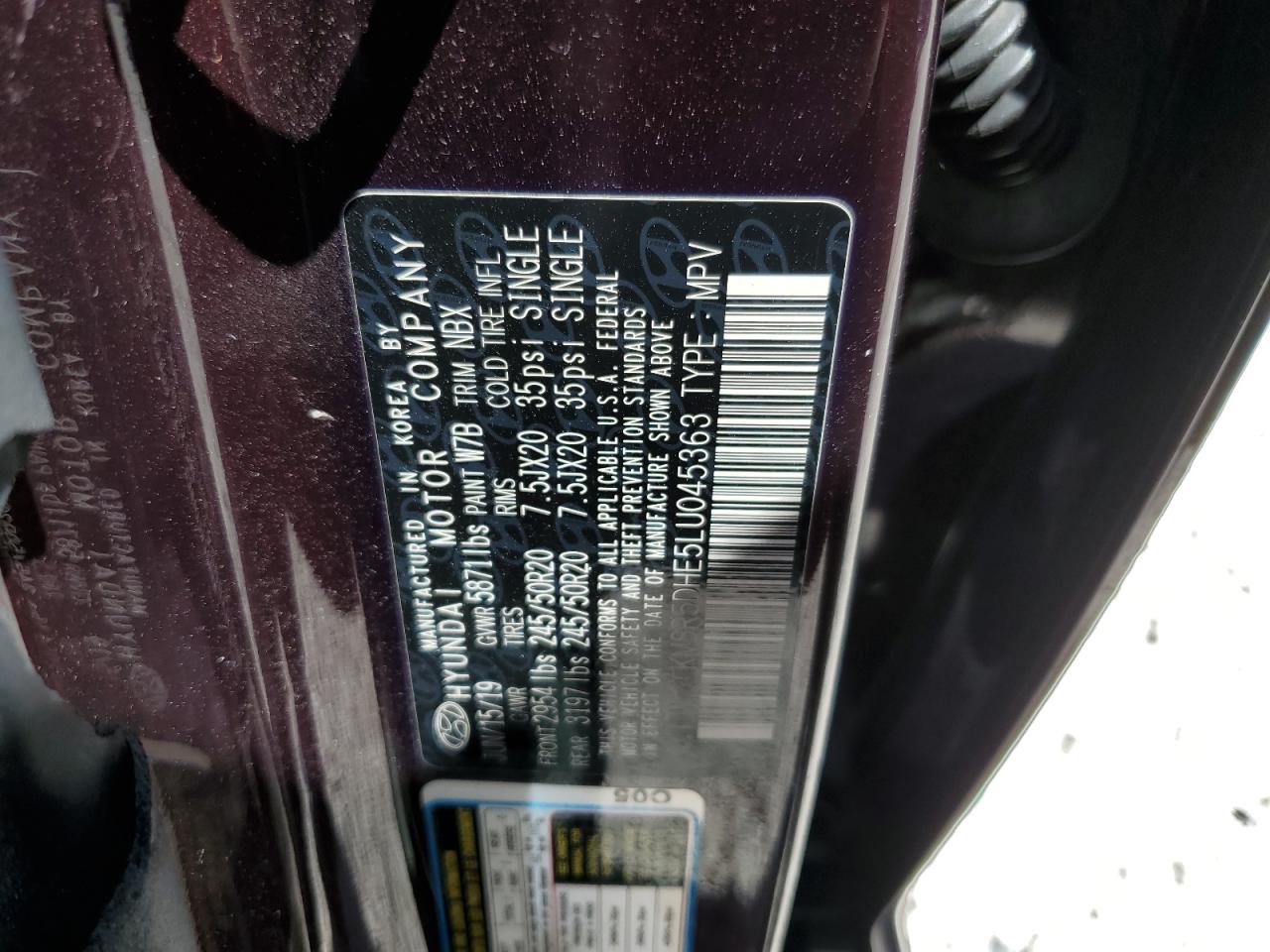 2020 Hyundai Palisade Limited VIN: KM8R5DHE5LU045363 Lot: 84749105