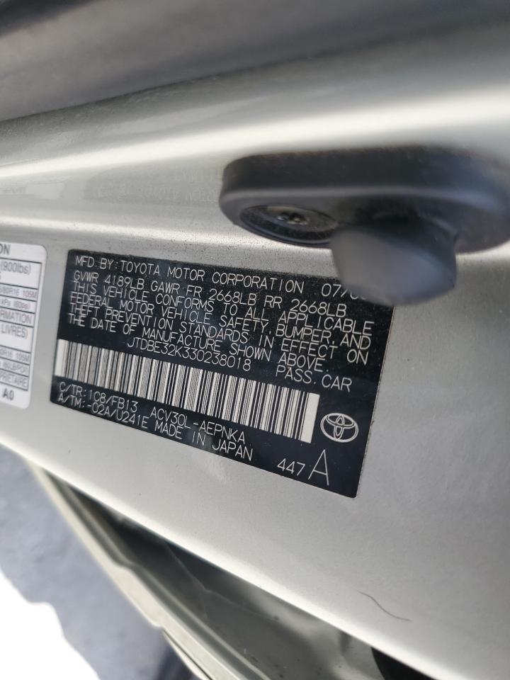 2003 Toyota Camry Le VIN: JTDBE32K330238018 Lot: 81648195