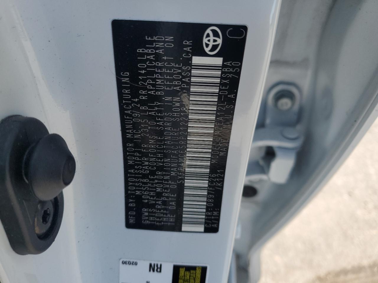 2024 Toyota Corolla Se VIN: 5YFP4MCE5RP212218 Lot: 81163665