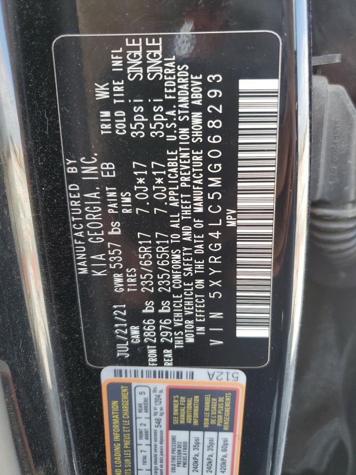 2021 Kia Sorento Lx VIN: 5XYRG4LC5MG068293 Lot: 84059245