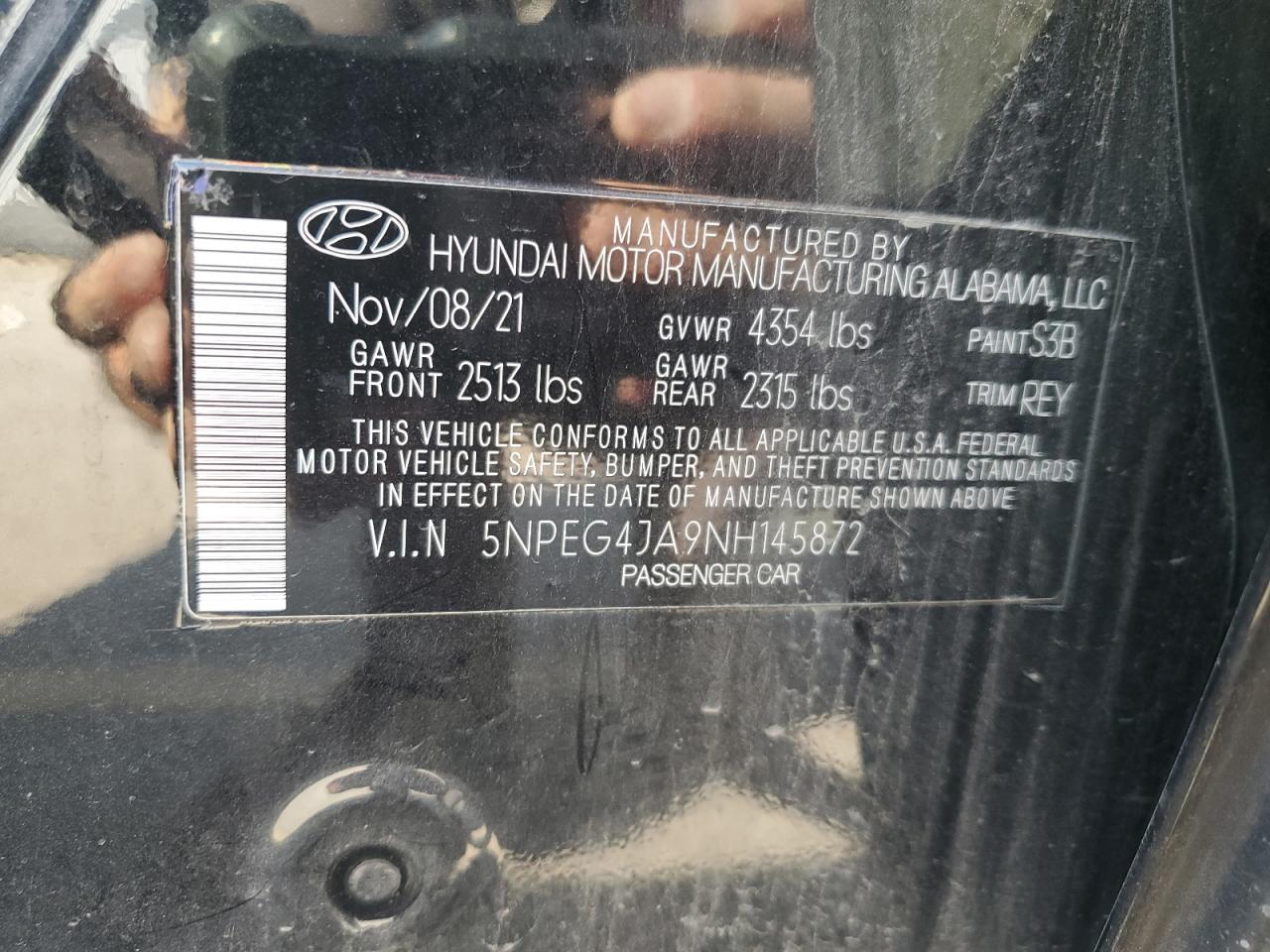 2022 Hyundai Sonata Se VIN: 5NPEG4JA9NH145872 Lot: 80463255