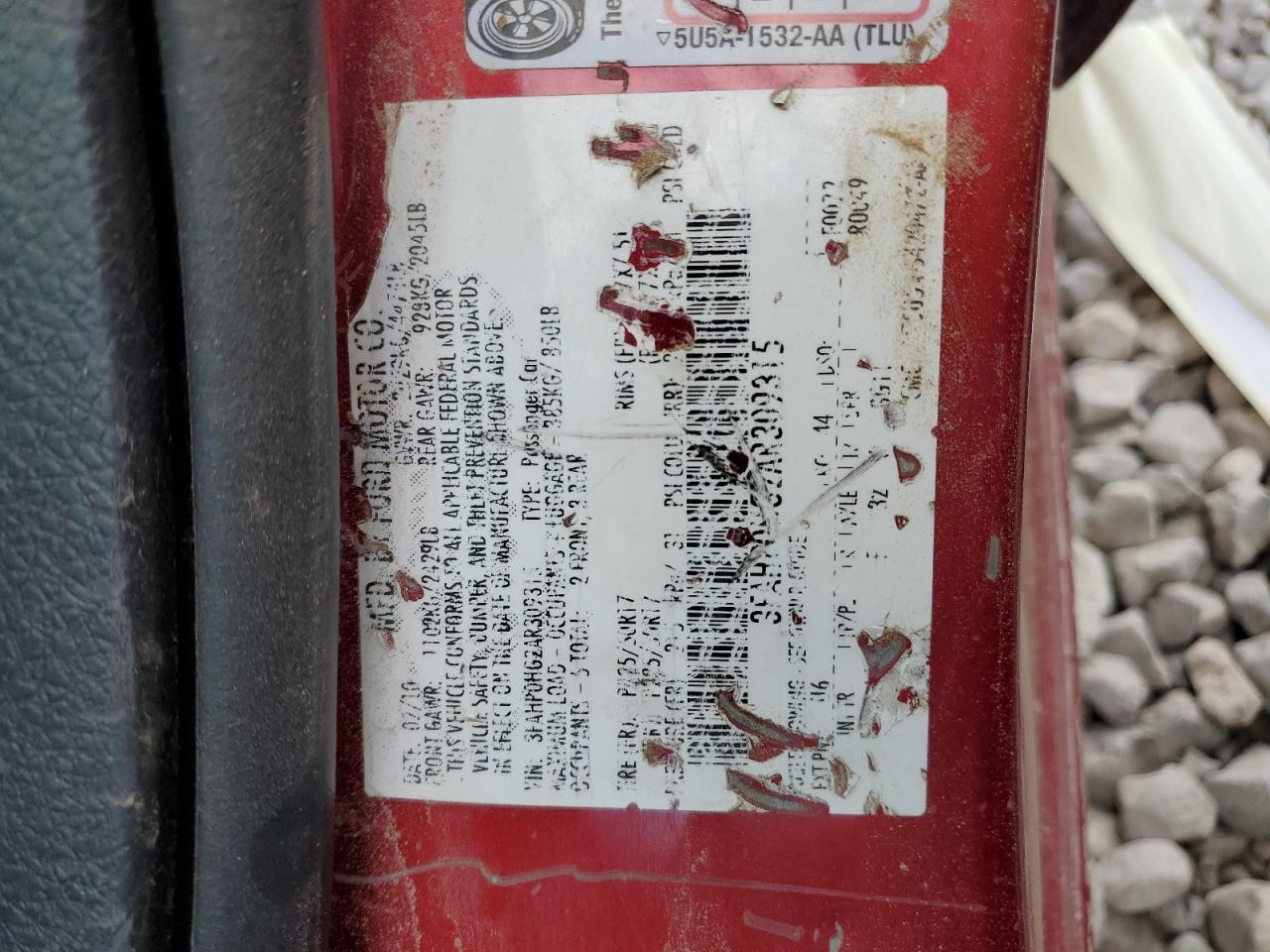 2010 Ford Fusion Se VIN: 3FAHP0HG2AR309315 Lot: 69303865