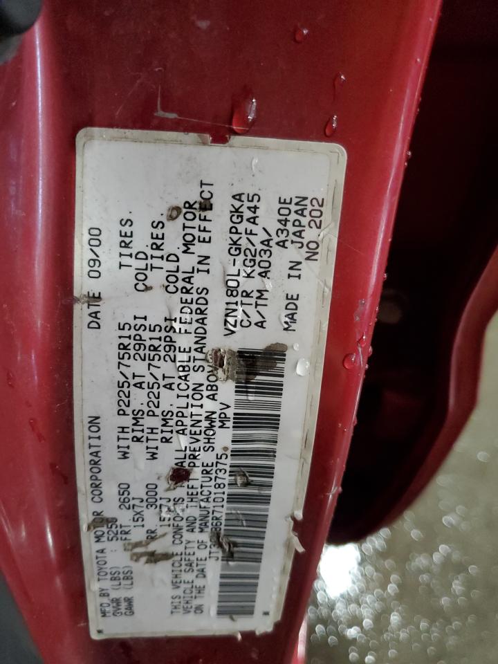 2001 Toyota 4Runner Sr5 VIN: JT3GN86R710187375 Lot: 83973385