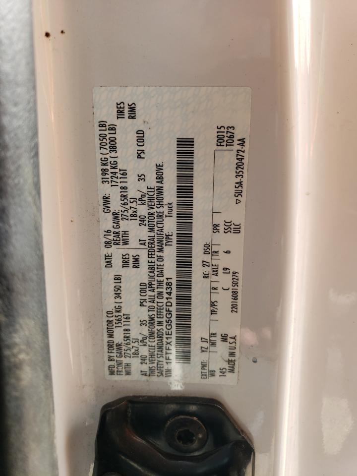 2016 Ford F150 Super Cab VIN: 1FTFX1EG5GFD14381 Lot: 83795385