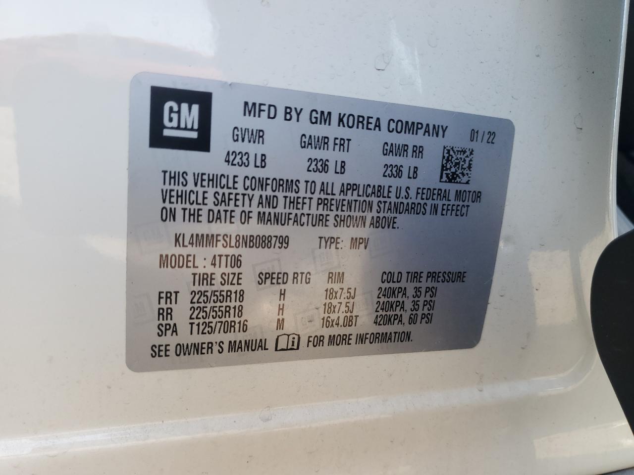 2022 Buick Encore Gx Essence VIN: KL4MMFSL8NB088799 Lot: 71149495