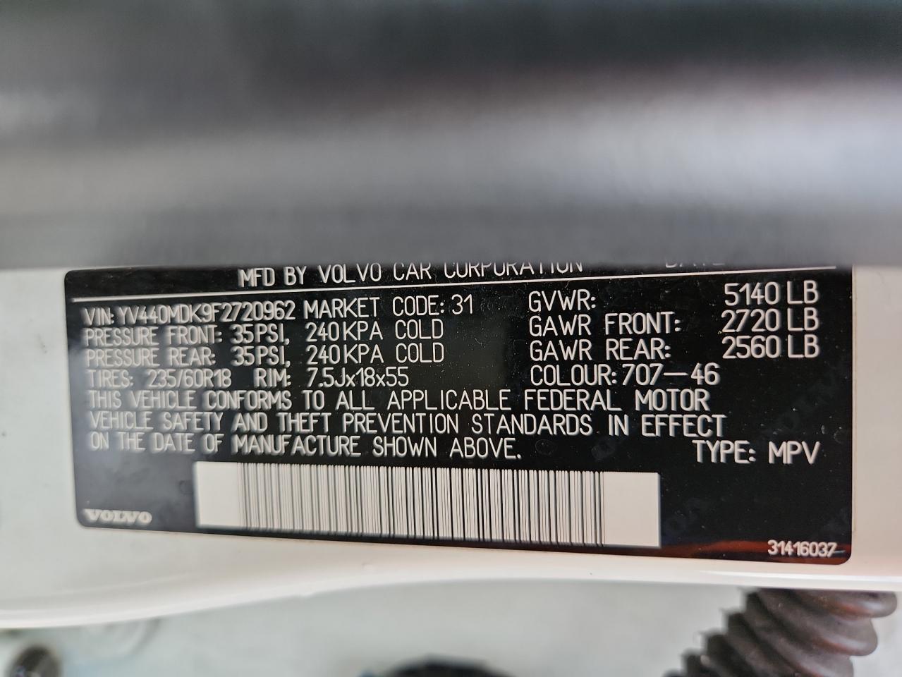 2015 Volvo Xc60 T5 Premier VIN: YV440MDK9F2720962 Lot: 80656525