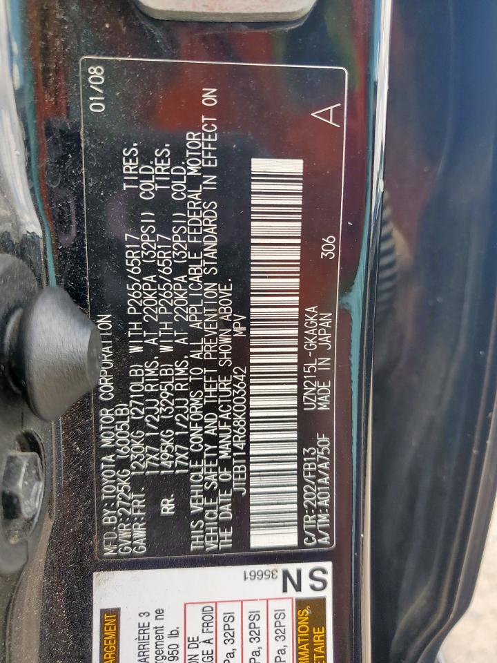 2008 Toyota 4Runner Sr5 VIN: JTEBT14R68K003642 Lot: 84010625