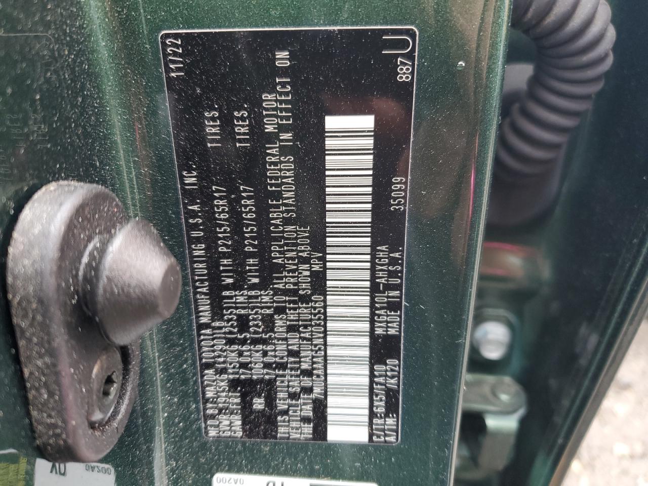 2022 Toyota Corolla Cross Le VIN: 7MUCAAAG5NV035560 Lot: 80181875