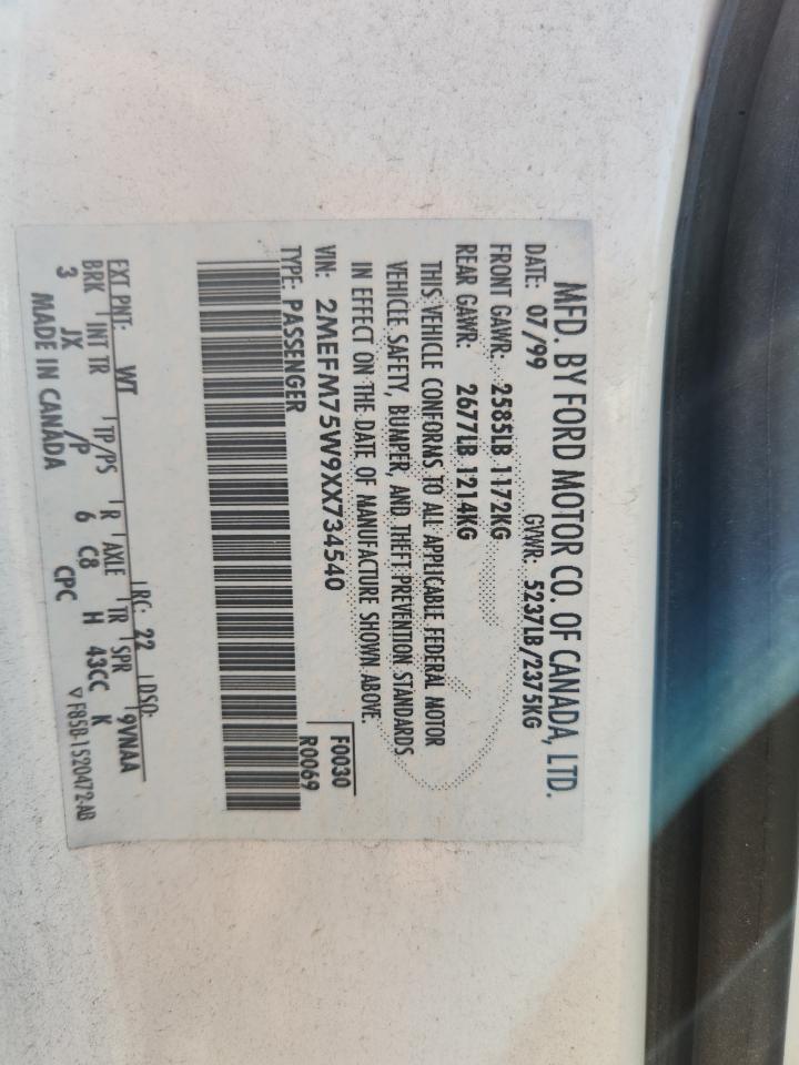1999 Mercury Grand Marquis Ls VIN: 2MEFM75W9XX734540 Lot: 81509075