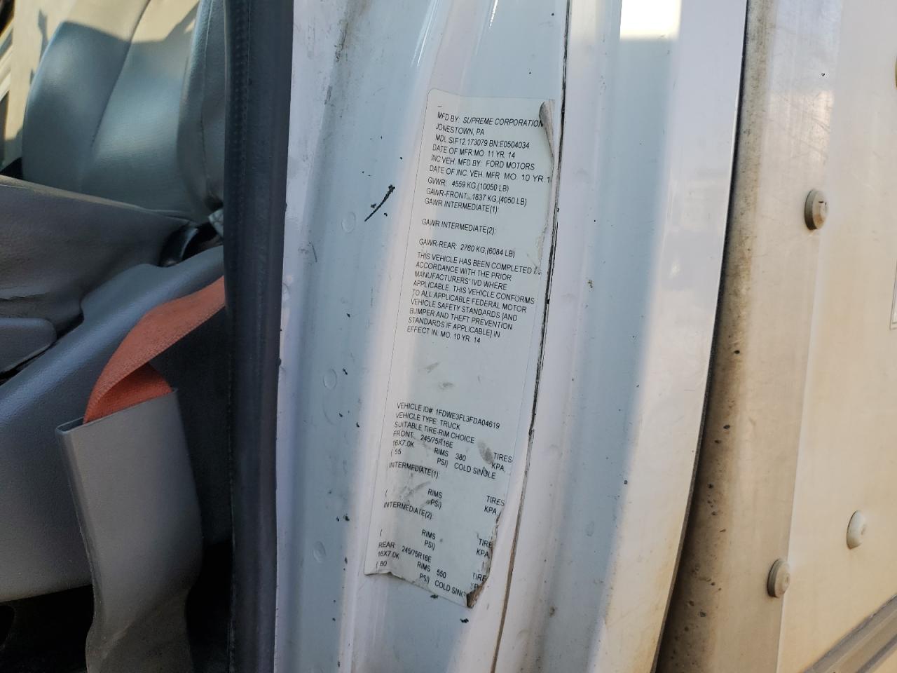 2015 Ford Econoline E350 Super Duty Cutaway Van VIN: 1FDWE3FL3FDA04619 Lot: 71798825