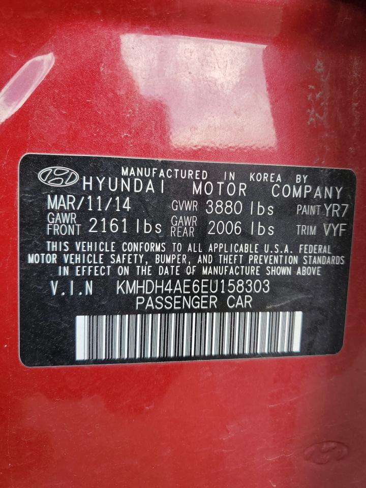 2014 Hyundai Elantra Se VIN: KMHDH4AE6EU158303 Lot: 81298315