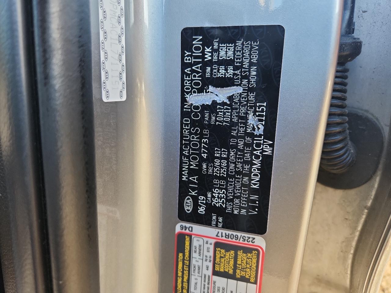 2020 Kia Sportage Lx VIN: KNDPMCAC1L7711151 Lot: 70326755