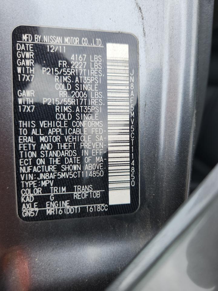 2012 Nissan Juke S VIN: JN8AF5MV5CT114850 Lot: 81886655