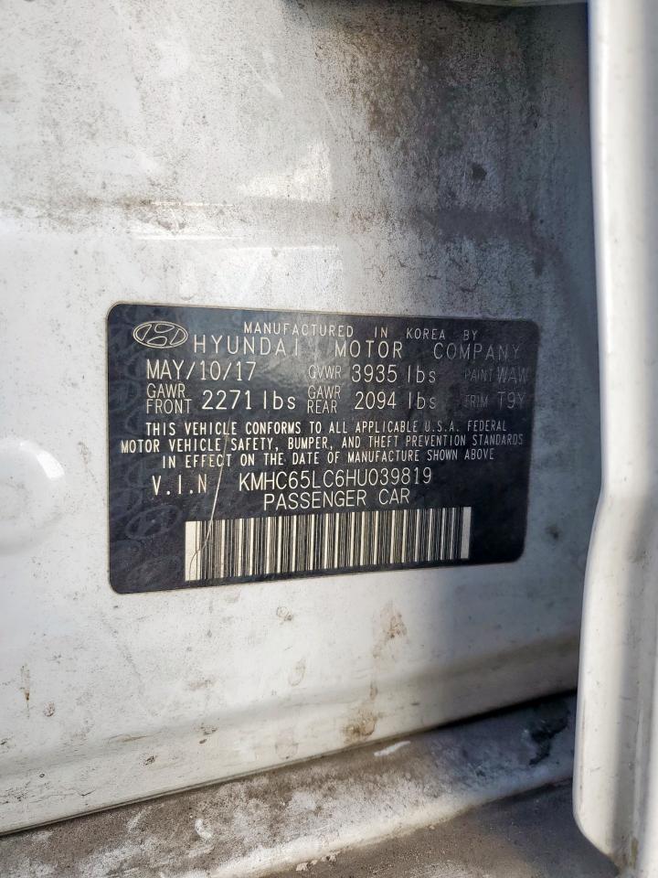 2017 Hyundai Ioniq Blue VIN: KMHC65LC6HU039819 Lot: 81762385