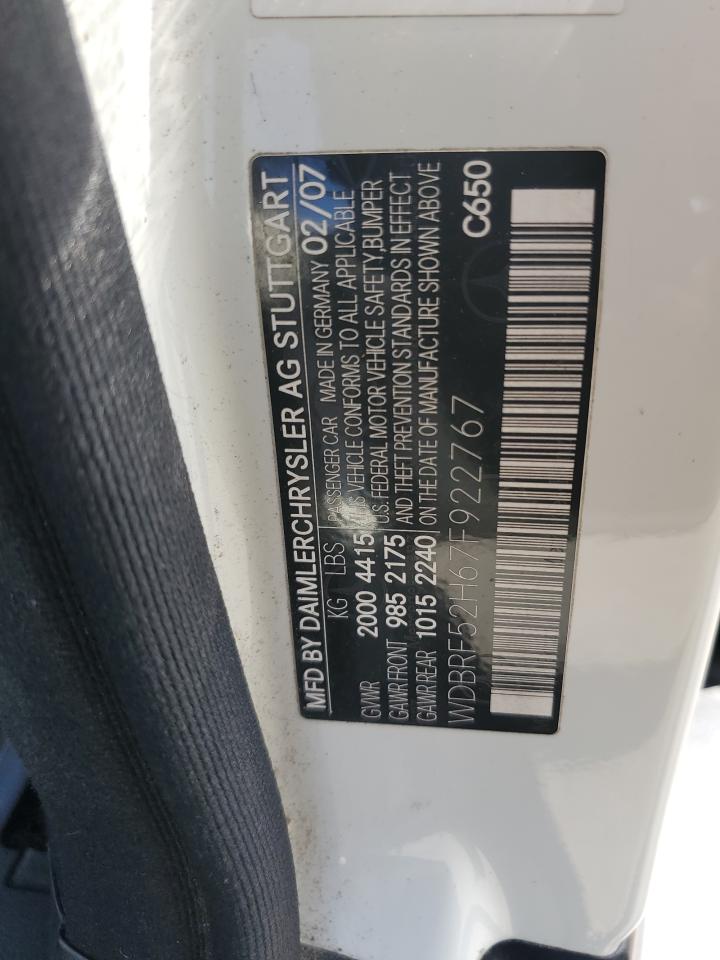2007 Mercedes-Benz C 230 VIN: WDBRF52H67F922767 Lot: 80373445