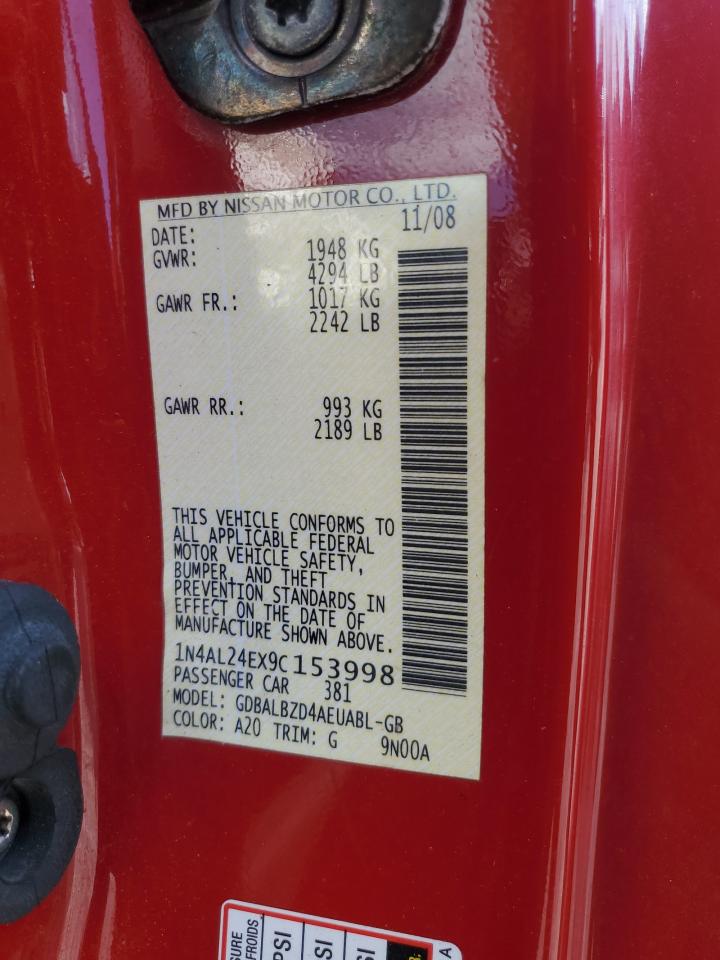 2009 Nissan Altima 2.5S VIN: 1N4AL24EX9C153998 Lot: 83996645