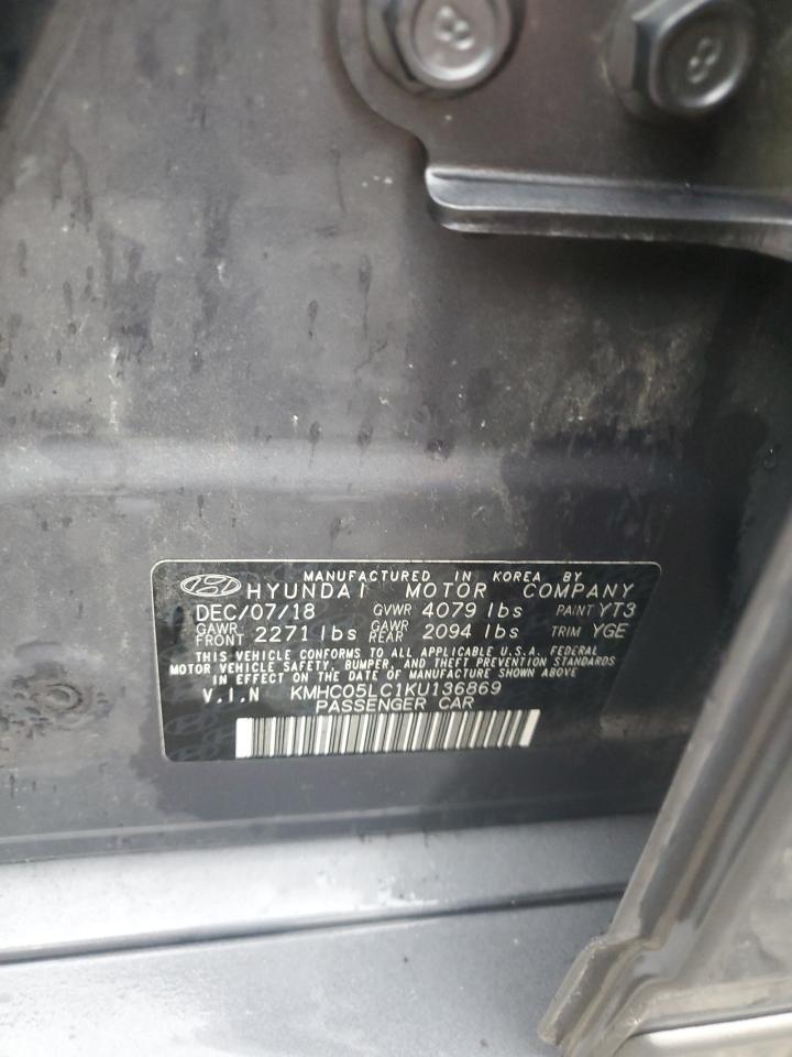 2019 Hyundai Ioniq Limited VIN: KMHC05LC1KU136869 Lot: 81758765