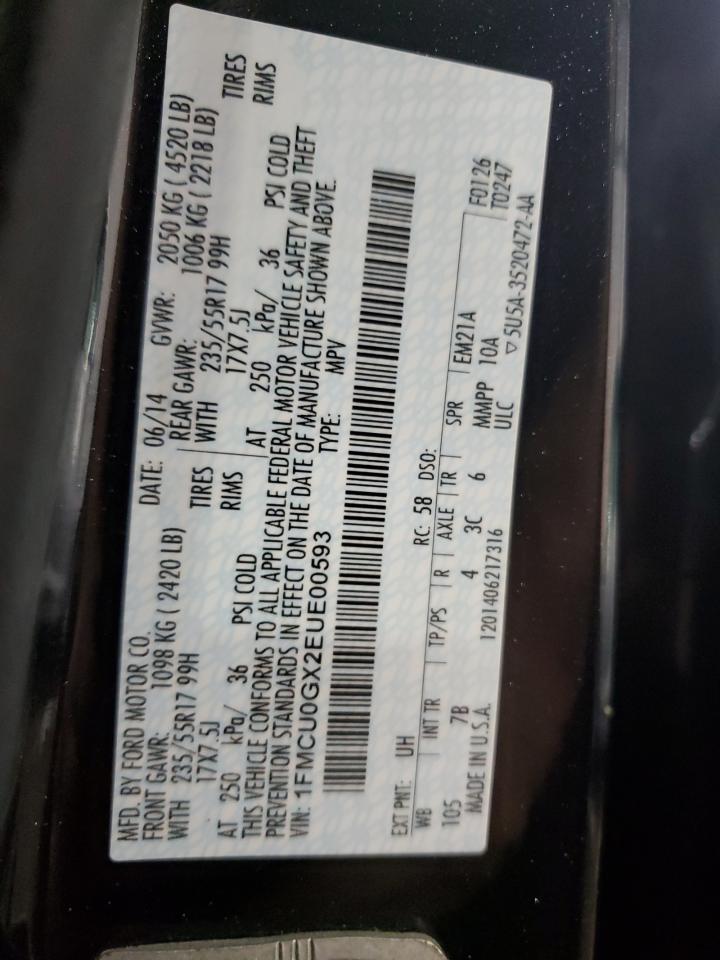 2014 Ford Escape Se VIN: 1FMCU0GX2EUE00593 Lot: 81153425