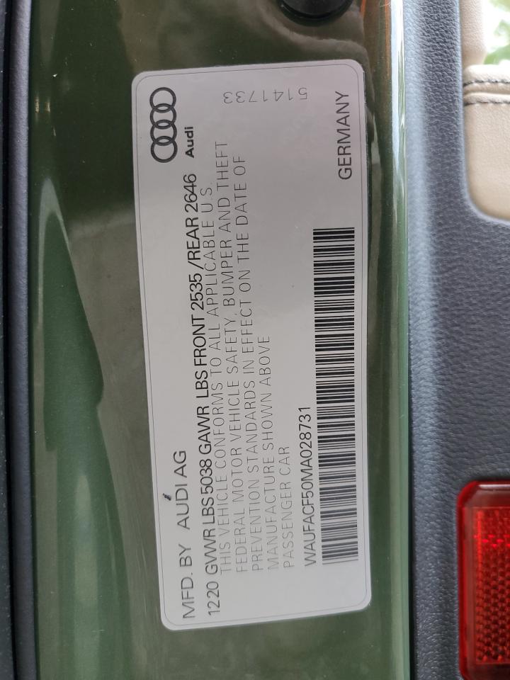 2021 Audi A5 Premium Plus 45 VIN: WAUFACF50MA028731 Lot: 80906665
