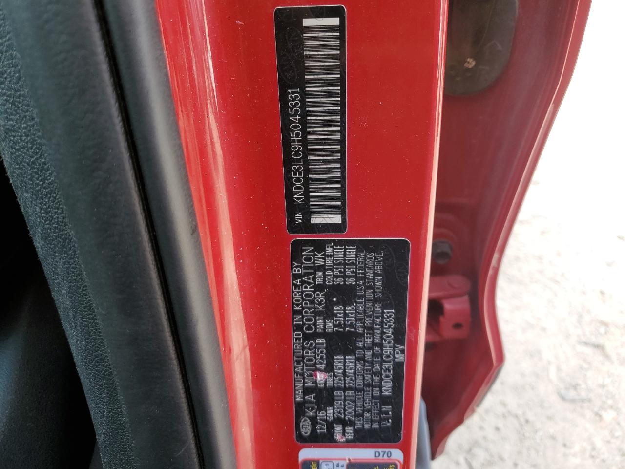 2017 Kia Niro Ex Touring VIN: KNDCE3LC9H5045331 Lot: 81655355